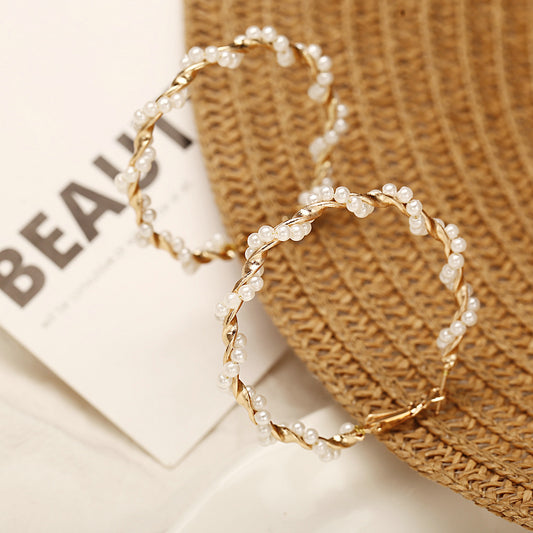 Big Circle Round Pearl Earrings