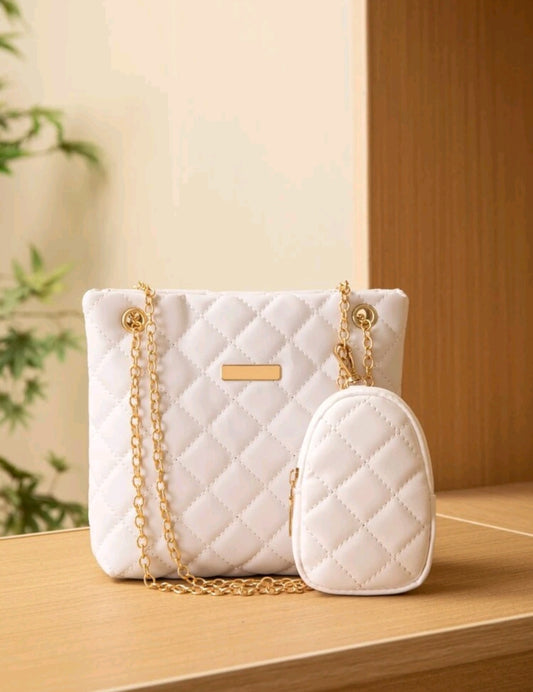 White 2pcs Combo Handbag
