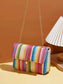 Metal Tassel Stripes Pattern Crossbody Bag