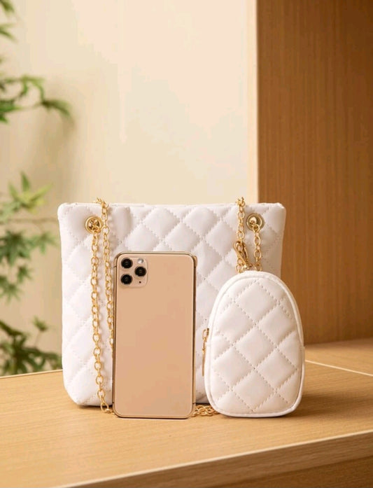 White 2pcs Combo Handbag