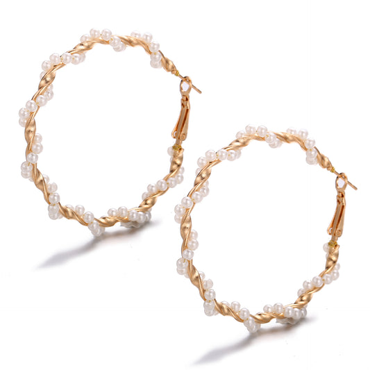 Big Circle Round Pearl Earrings